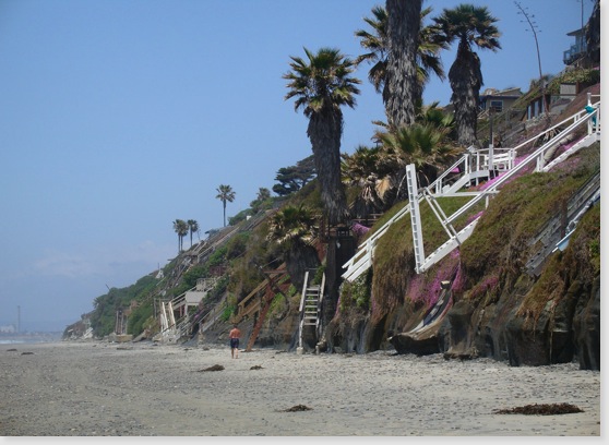 Beach Stairs south of Grandview North of Beacons, Stone Steps, Swamis, & Moonlight Beach.